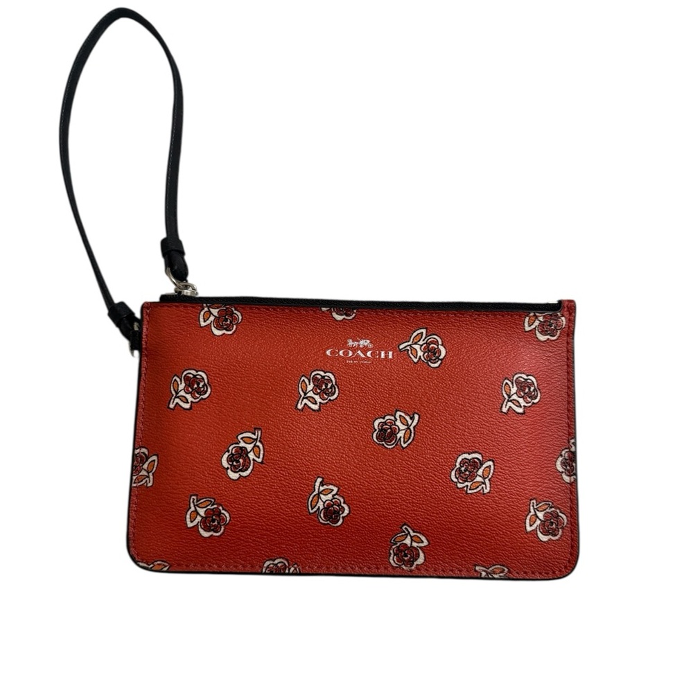 NWT Coach Red Floral Pattern Wristlet